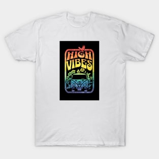 Groovy High Vibes Hipster Hippy Rainbow T-Shirt